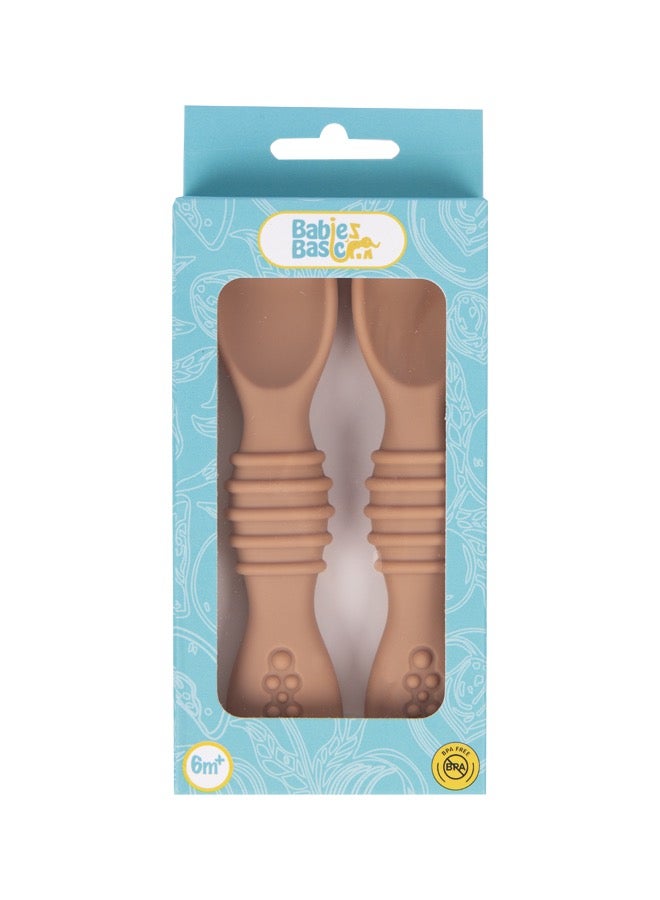 Babies Basic Soft Tip Bpa Free Silicone First Stage Training Spoon With Masher- Blush - Image 4