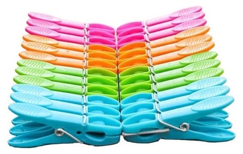 24-Pieces Plastic Clothes Peg Set Multicolor 7cm