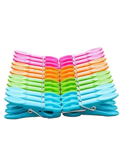 مجموعة مشابك ملابس بلاستيكية مكونة من 24 قطعة متعددة الألوان 7 سم