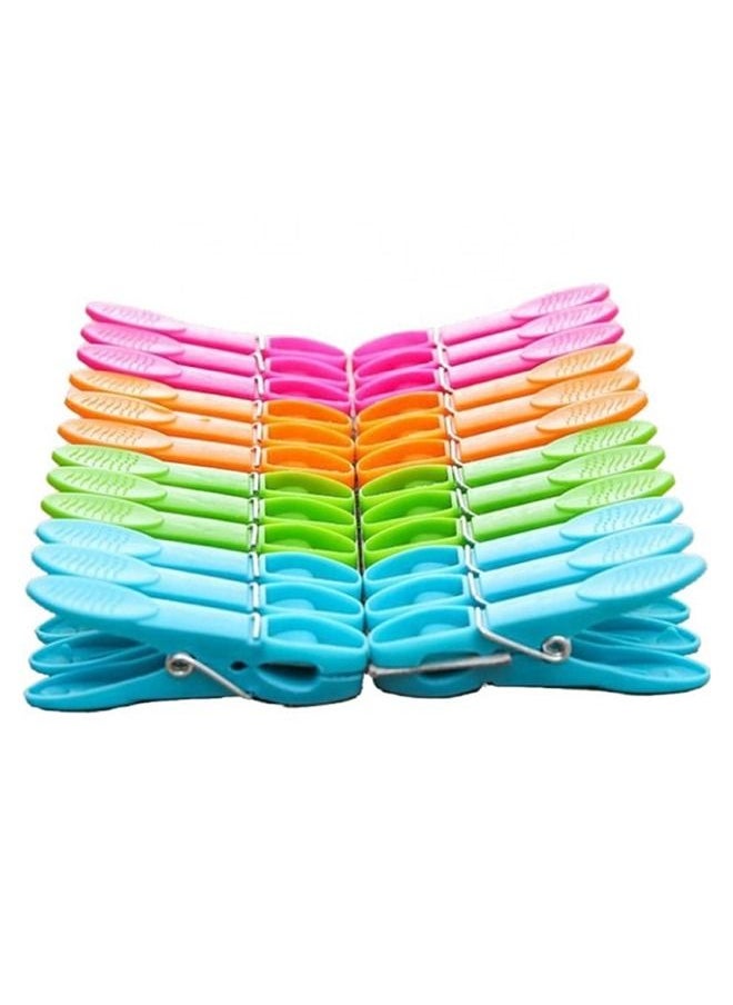 Rahalife - 24-Pieces Plastic Clothes Peg Set Multicolor 7cm - Image 1
