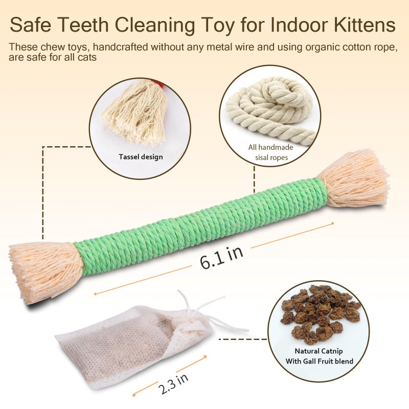 Retro Shaw Kitten Toys 4Pcs, Cat Chew Ropes with Refillable Natural Catnip, Safe Teeth Cleaning Kitty Toys for Indoor Cats Nip Kicker Interactive Pet Toy - Image 3