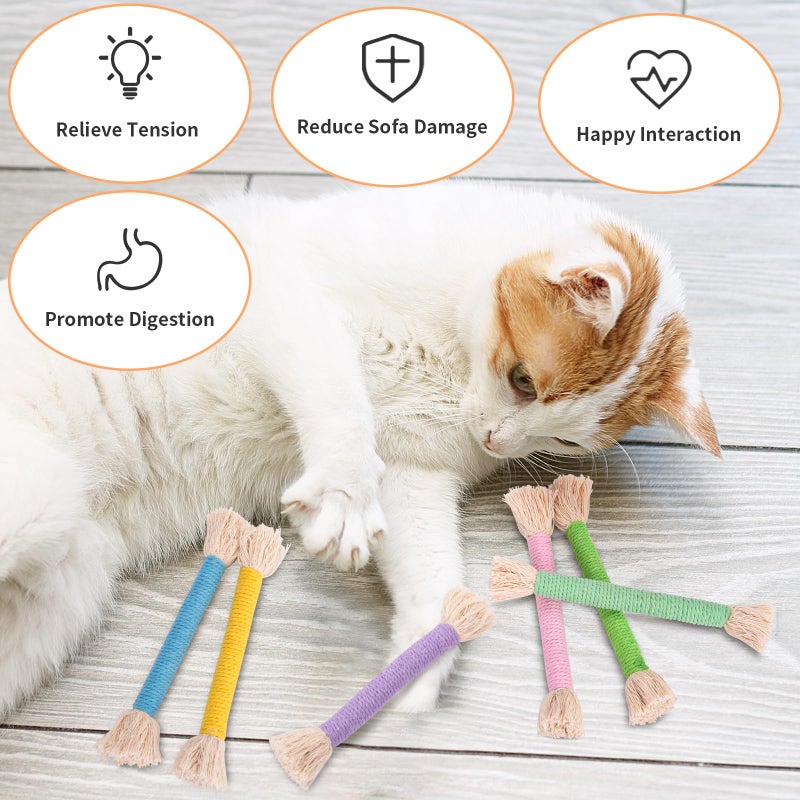 Retro Shaw Kitten Toys 4Pcs, Cat Chew Ropes with Refillable Natural Catnip, Safe Teeth Cleaning Kitty Toys for Indoor Cats Nip Kicker Interactive Pet Toy - Image 5