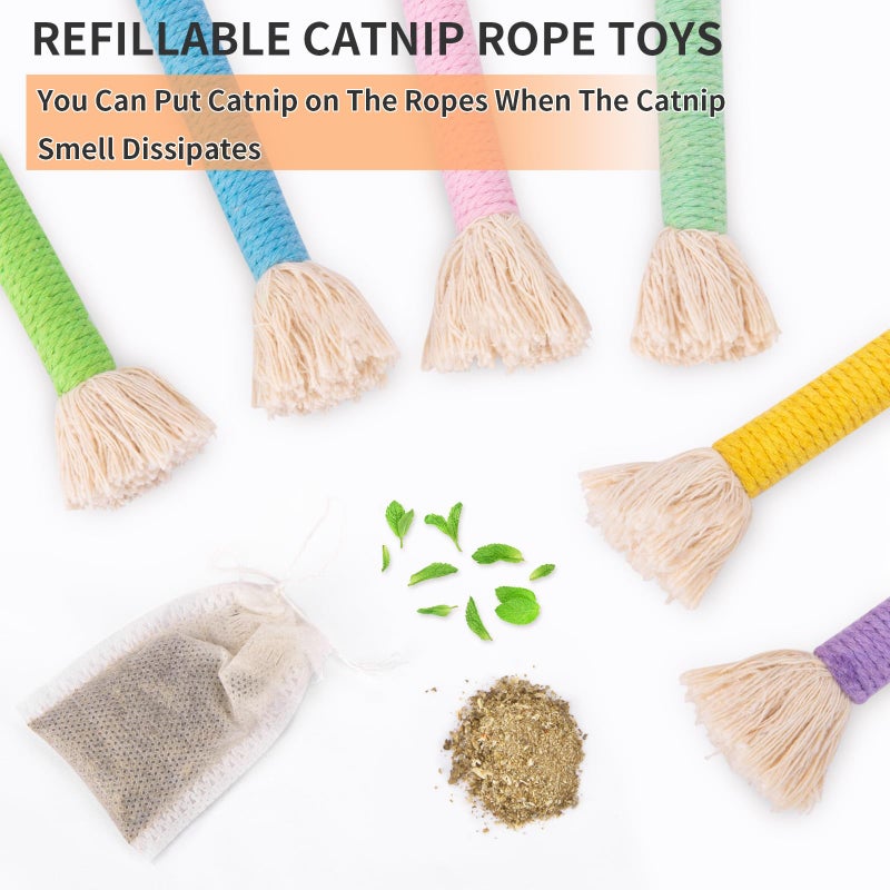 Retro Shaw Kitten Toys 4Pcs, Cat Chew Ropes with Refillable Natural Catnip, Safe Teeth Cleaning Kitty Toys for Indoor Cats Nip Kicker Interactive Pet Toy - Image 4