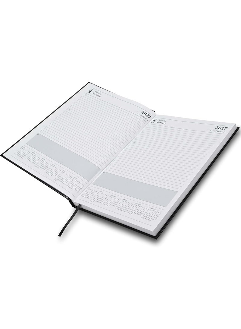 FIS 2027 Diary, A4 Size Agenda (210x297mm), 1 Side Padded Cover Vinyl Materials, Saturday & Sunday Combined, English, 60gsm White Paper, Black Cover - FSDI48E27BK - Image 4