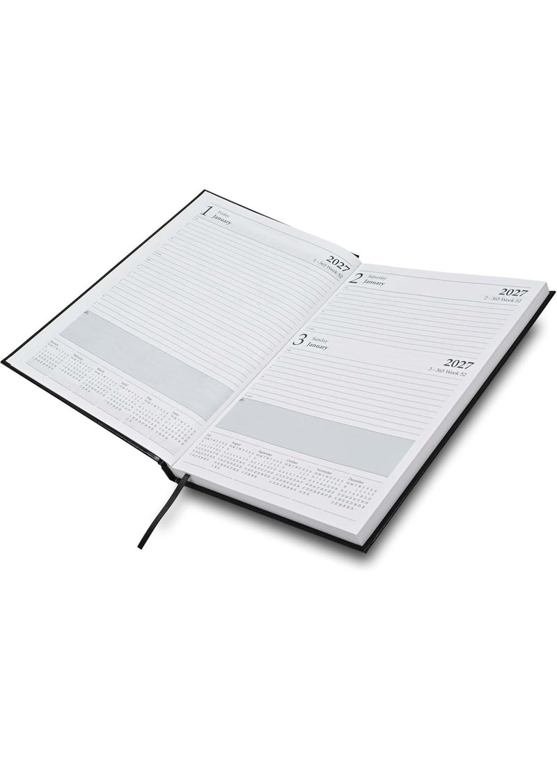 FIS 2027 Diary, A4 Size Agenda (210x297mm), 1 Side Padded Cover Vinyl Materials, Saturday & Sunday Combined, English, 60gsm White Paper, Black Cover - FSDI48E27BK - Image 2