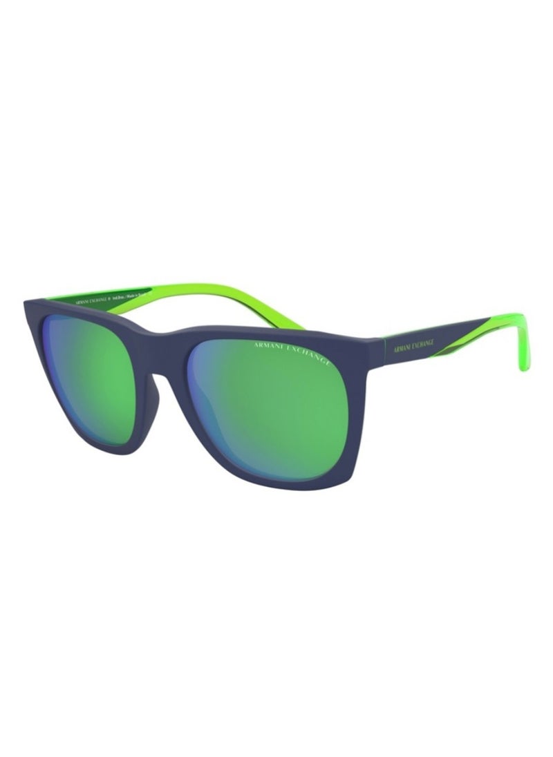 armani ARMANI Unisex Blue Square Sunglasses with Green lenses 0AX4085SF 