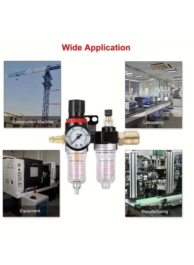 Air Compressor Oil Water Separator Set With Regulator Filter Efficient Metal Purification - Image 2