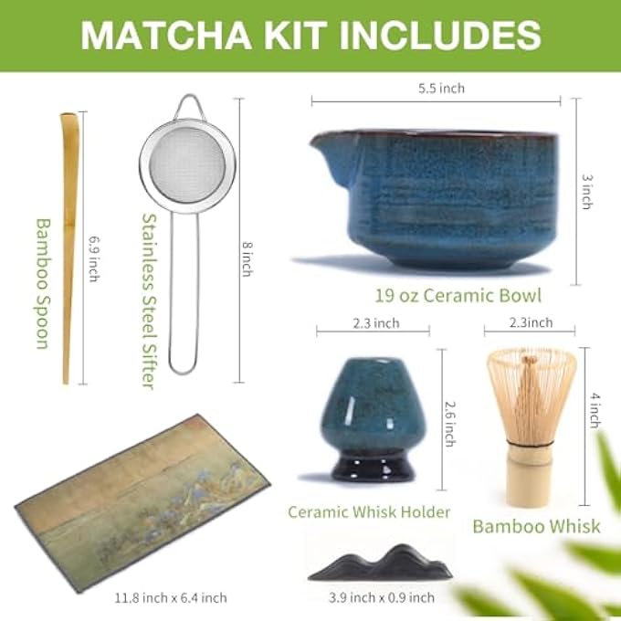 HIKKY Matcha Whisk Set 7Pcs Japanese Matcha Tea Set With Spout 19 Oz Matcha Kit Gift For Matcha Lover Friend Family Christmas Birthday Halloween - Image 3
