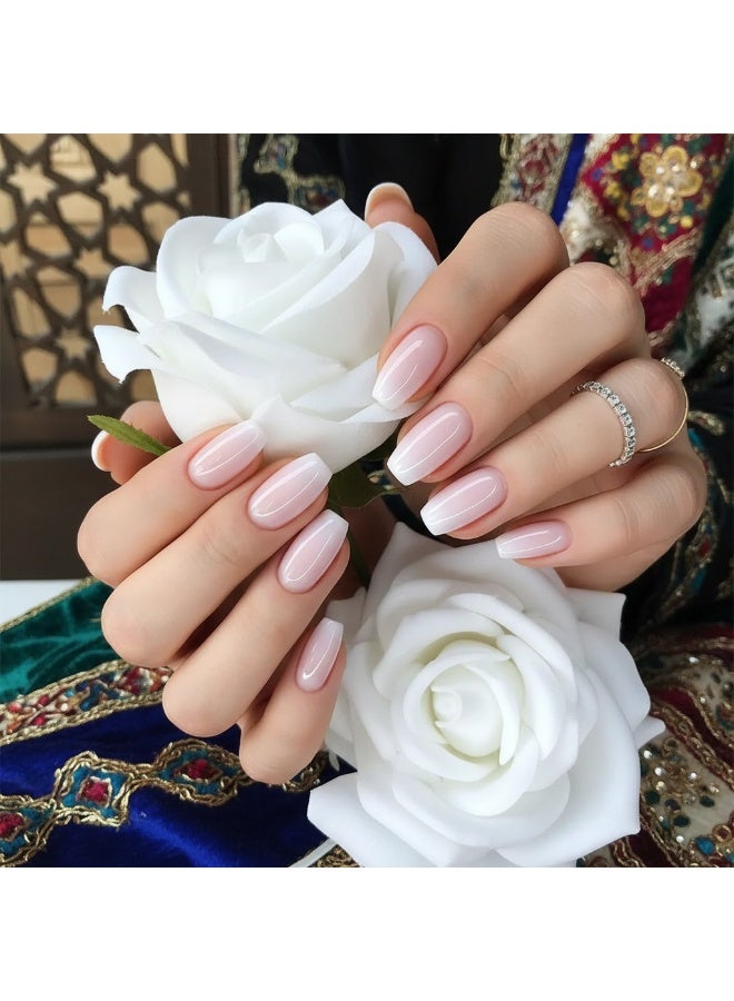 سنسيب نوع الأظافر: أظافر فرنسية ملصقة - حزمة جل ناعم، أظافر فرنسية مزيفة قصيرة، أظافر صالونية الجودة، أظافر ملصقة بسلاسة، أظافر ملصقة بالغراء للنساء، فن الأظافر، تزيين الأظافر. - Image 1