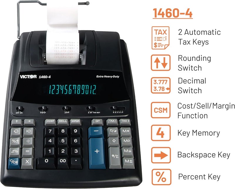Victor 1460-4 12 Digit Extra Heavy Duty Commercial Printing Calculator - Image 3