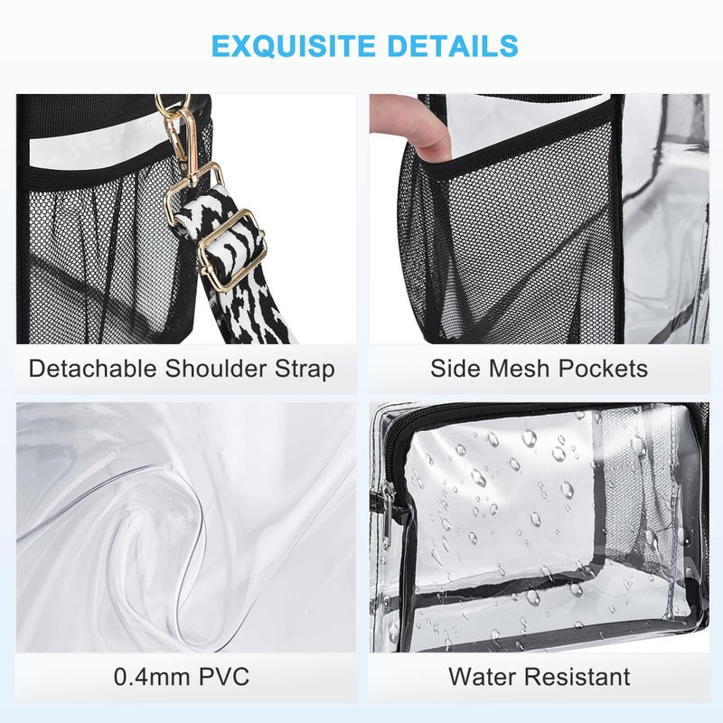 Bagenius Clear Tote Bag Stadium Approved, 12x6x12 Game Day Clear Satchel Bag with Shoulder Strap for Concert Work and Sports, Cow-Strap - Image 5