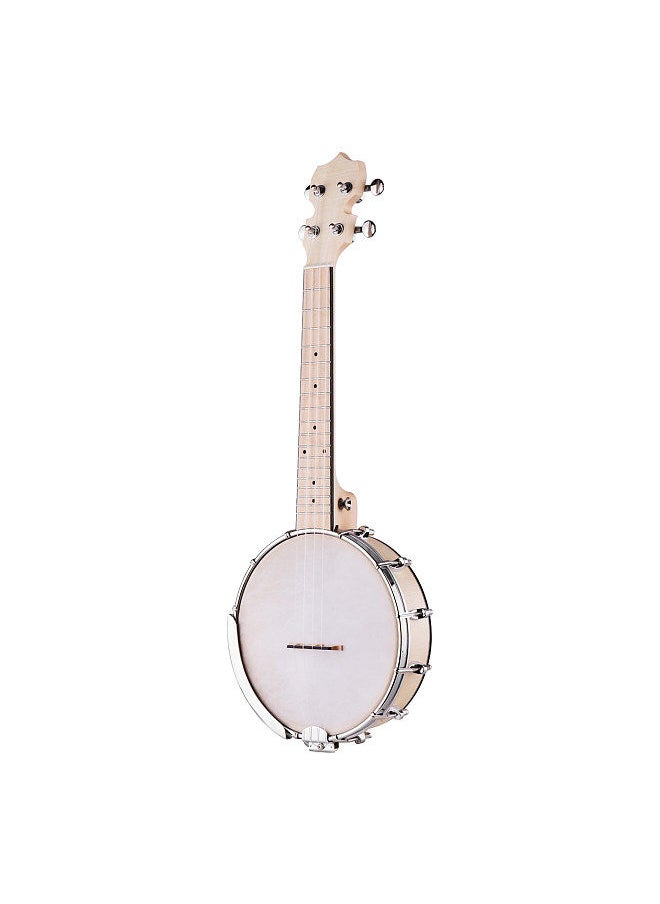 Generic - Concert 23 Inch Open-back Banjo Uke 4 String Banjolele Maple Body Okoume Neck with Tuning Wrench Bridge Positioning Ruler - Image 1