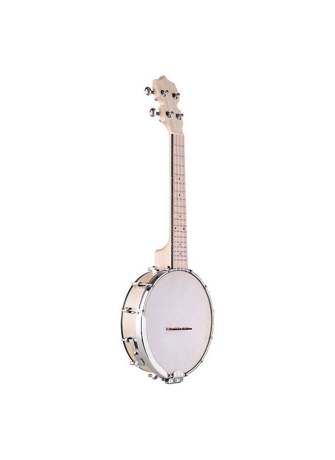 Generic - Concert 23 Inch Open-back Banjo Uke 4 String Banjolele Maple Body Okoume Neck with Tuning Wrench Bridge Positioning Ruler - Image 1