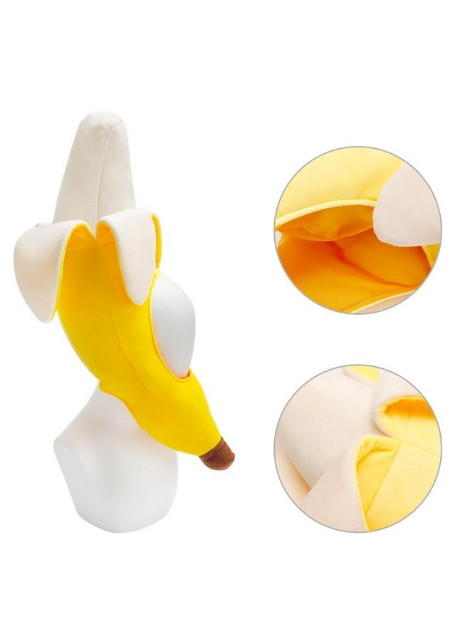 Warmtree - Warmtree Banana Hat Banana Hat Costume Cute Hat Banana Suit Novelty Plush Hat Banana Party Hat Dress Up Hat for Halloween Costume Cosplay Party - Image 1