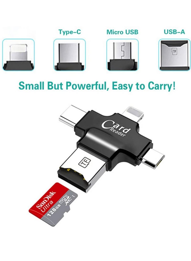 IPhone Multiple USB Card Reader 4 in 1 Micro SD Card Reader with Type C USB Connector OTG HUB Adapter Lightning connector  - Image 3