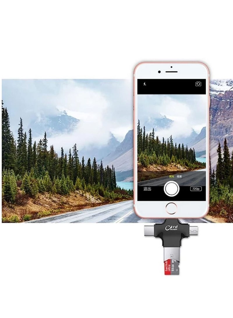 IPhone Multiple USB Card Reader 4 in 1 Micro SD Card Reader with Type C USB Connector OTG HUB Adapter Lightning connector  - Image 4