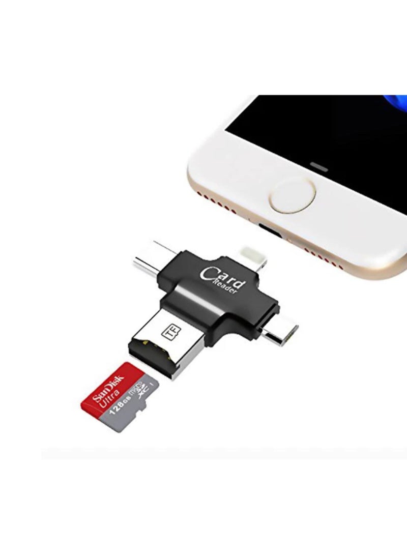 IPhone Multiple USB Card Reader 4 in 1 Micro SD Card Reader with Type C USB Connector OTG HUB Adapter Lightning connector  - Image 1