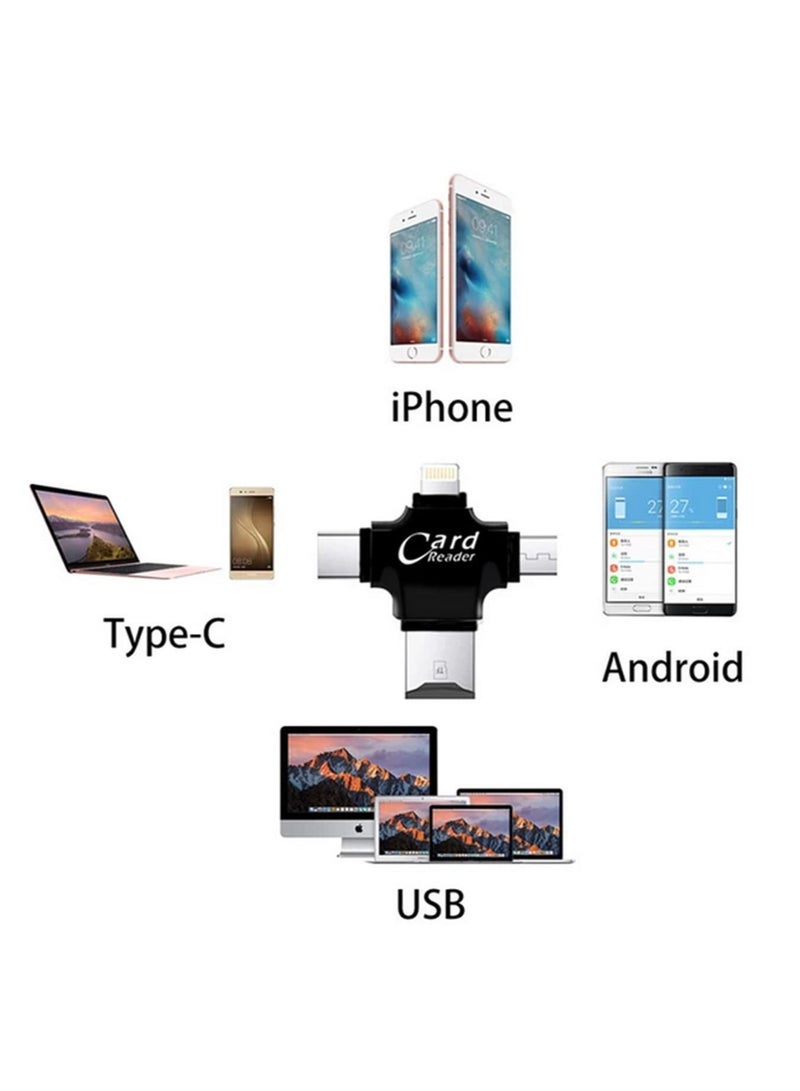 IPhone Multiple USB Card Reader 4 in 1 Micro SD Card Reader with Type C USB Connector OTG HUB Adapter Lightning connector  - Image 2
