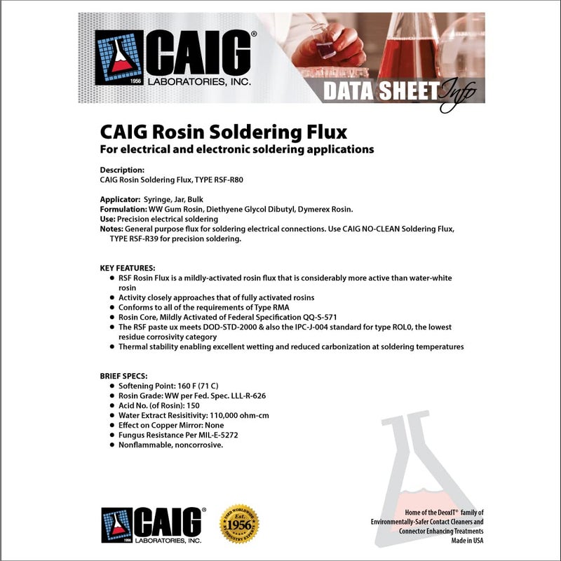 CAIG LABORATORIES, Rosin Soldering Flux (Electrical), Jar, 56 Grams, Pack of 1 - Image 3
