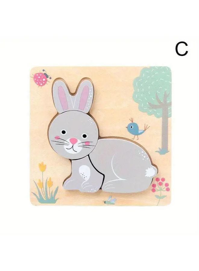 Educational 3D Wooden Puzzles For Kids Model C Farm Animals Toy Gift - Image 1