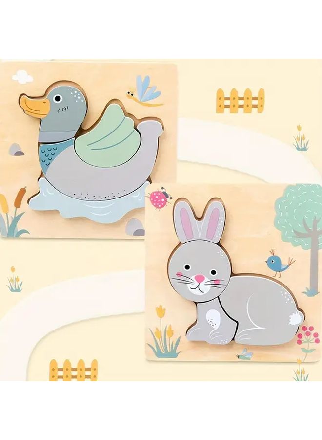 Educational 3D Wooden Puzzles For Kids Model C Farm Animals Toy Gift - Image 4