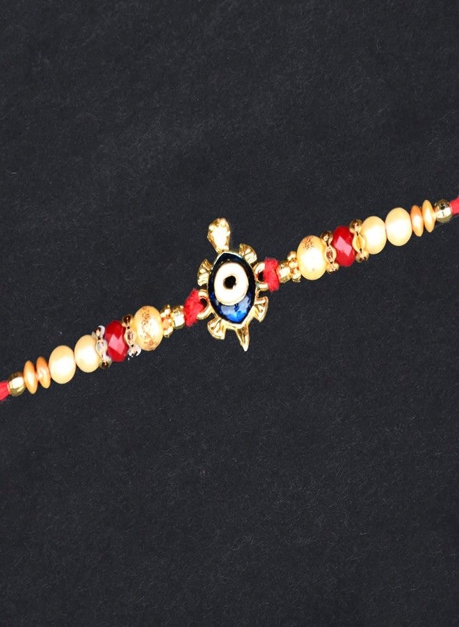 Natali Traders Rakhi for Bhaiya Bhabhi and Kid - Designer Rakhis, Evil Eye Lumba Rakhee with Kid Rakhi & Decorated Roli Chawal Chopra Bal Hanuman-Kachuaa - Image 4