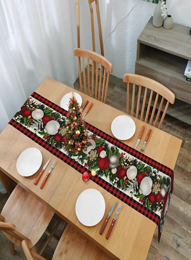 CHAIYA Black and Red Buffalo Check Plaid Christmas Table Runner 72 Inches Long Seasonal Winter Xmas Party Holiday Home Kitchen Style Table Decor 13x72 Inch - Image 3