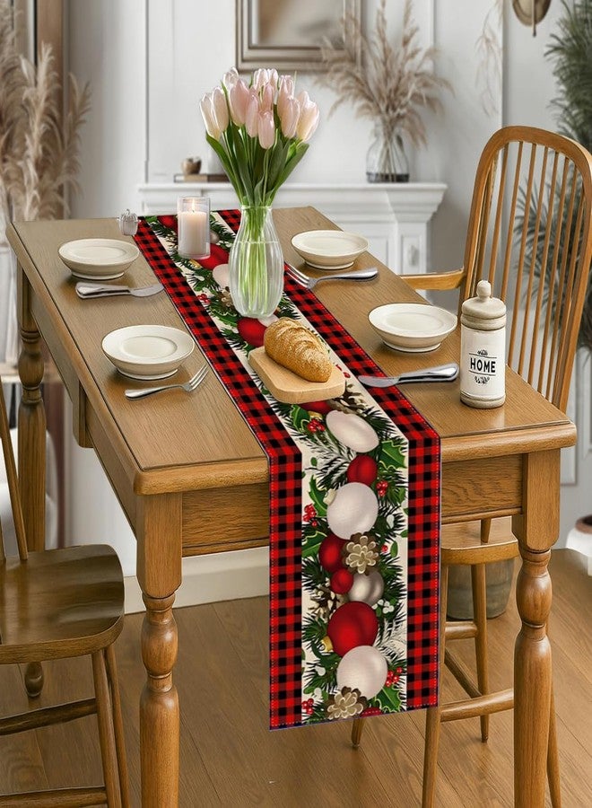 CHAIYA Black and Red Buffalo Check Plaid Christmas Table Runner 72 Inches Long Seasonal Winter Xmas Party Holiday Home Kitchen Style Table Decor 13x72 Inch - Image 2