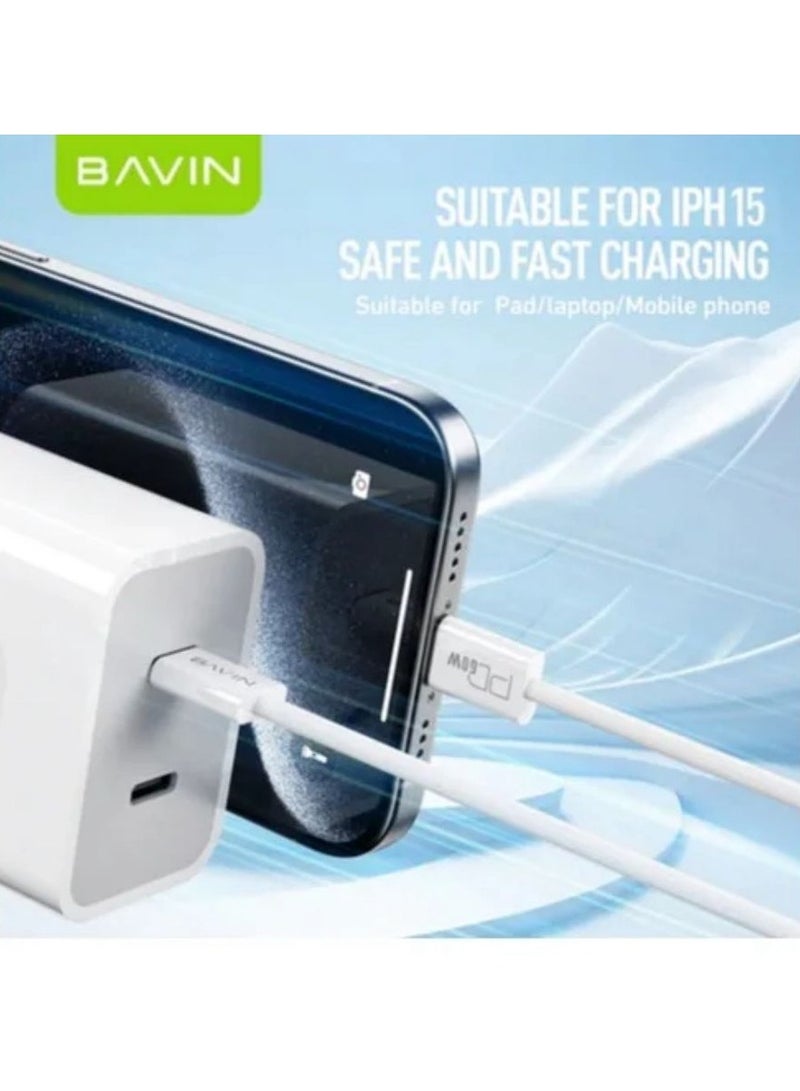 BAVIN CB325 30W Type-C to Type-C Fast Charging Compatible For iPhone 15 & Laptop Charge w/ 480Mbps Data Transfer - Image 2