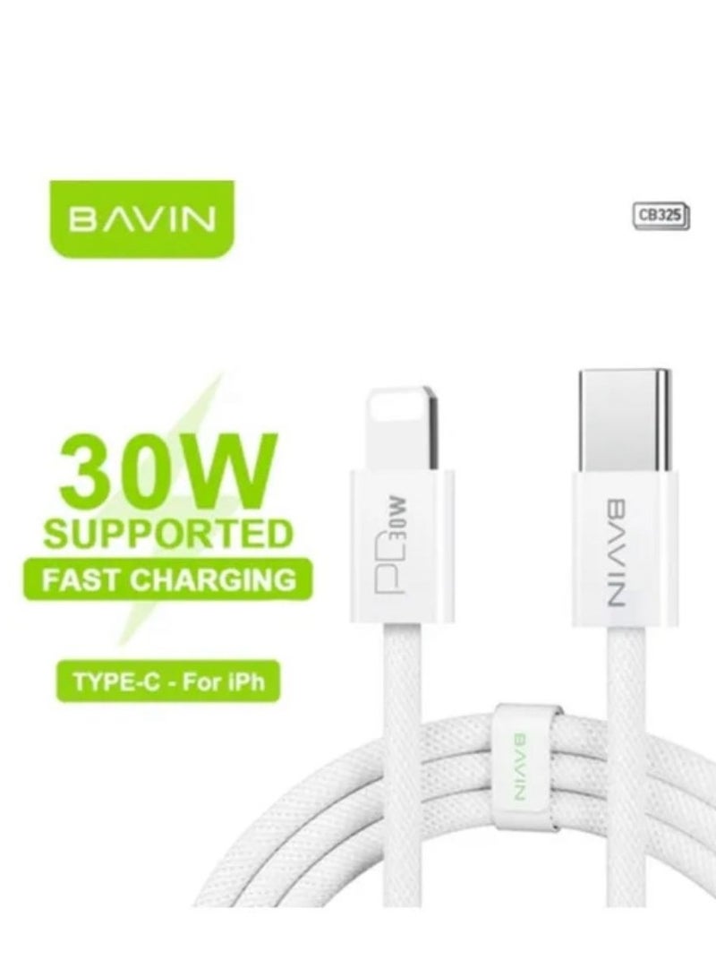 BAVIN CB325 30W Type-C to Type-C Fast Charging Compatible For iPhone 15 & Laptop Charge w/ 480Mbps Data Transfer - Image 1