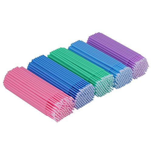 Cuttte 500PCS Disposable Micro Swabs for Eyelash Extension Micro Applicators Eyelash Swabs for Makeup Application Multicolored Head Diameter 152025 mm