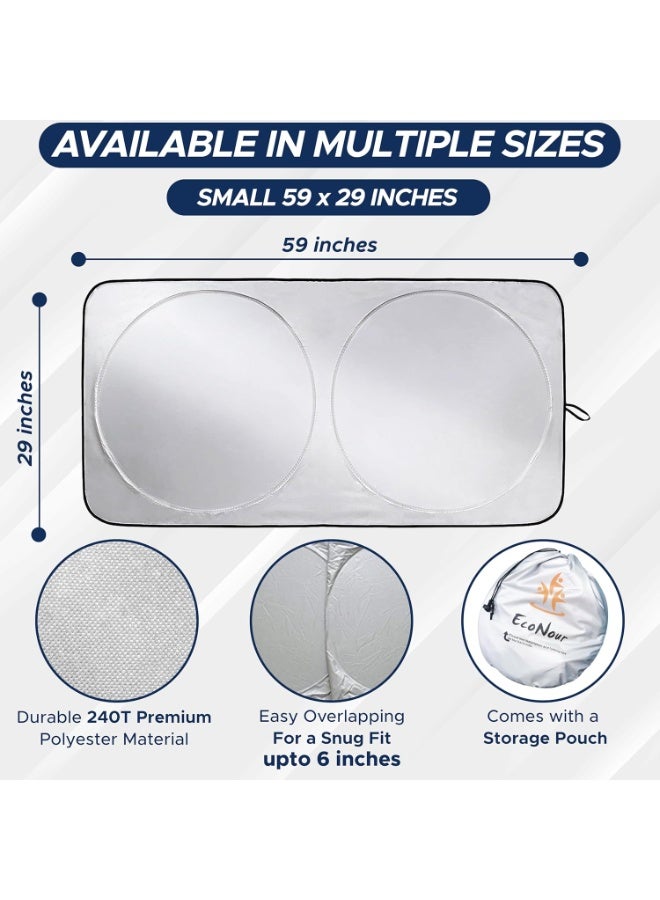 Car Windshield Sun Shade - Blocks UV Rays Sun Visor Protector, Sunshade To Keep Your Vehicle Cool And Damage Free, Fits Windshields of Various Sizes - Black & Silver - Image 2