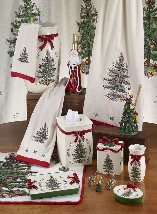 Spode Christmas Tree Accessory Set, Resin Soap Dispenser & Toothbrush Holder, Festive Bathroom Decor, 2pc Bath Accessoriees, Multicolor - Image 5