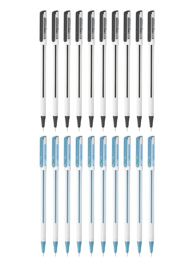 FLAIR Yolo NXT Waterproof Gel Ink Pen | Attractive Body Color & Design with Stylish Pocketable Clip | Smudge Free & Non-Stop Writing | 10 Blue & 10 Black Ink - Image 1