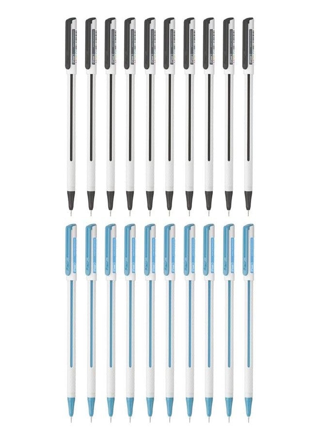 FLAIR Yolo NXT Waterproof Gel Ink Pen | Attractive Body Color & Design with Stylish Pocketable Clip | Smudge Free & Non-Stop Writing | 10 Blue & 10 Black Ink - Image 2