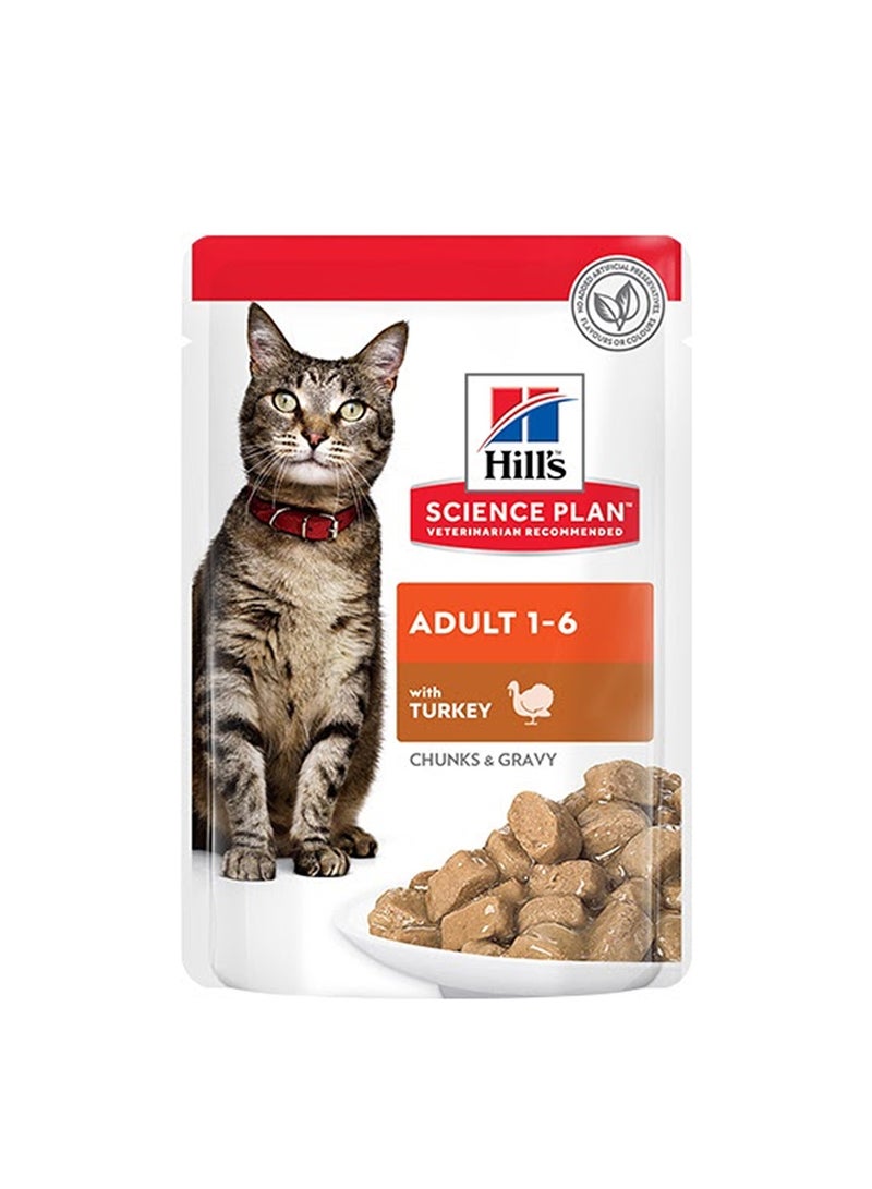 Hill's طعام القطط الرطب للبالغين من ساينس بلان بنكهة الديك الرومي في أكياس - Image 1