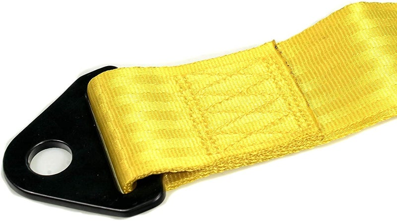 Bestrix Universal Fit High Strength Front Car Bumber Tow Hook Strap Belt (Yellow) - Image 1