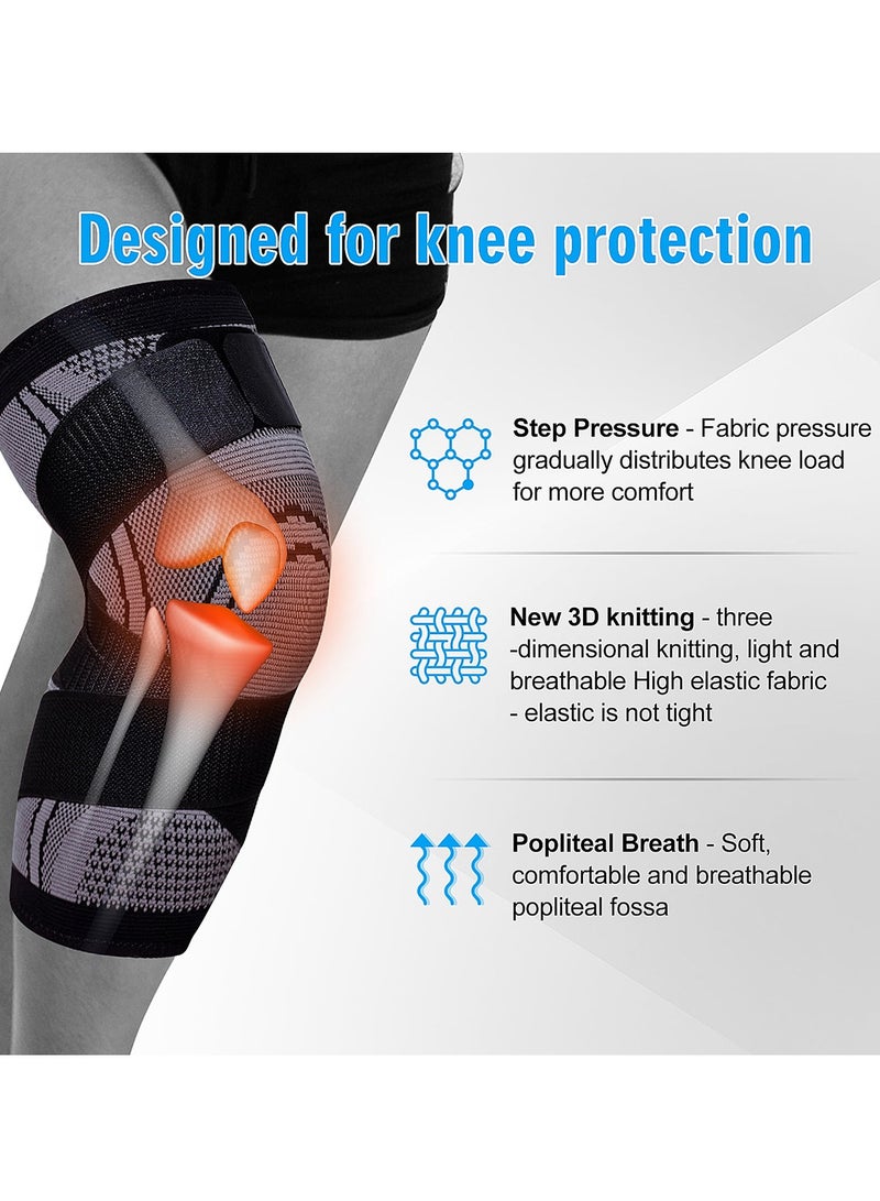 إسكدنيا 2 عبوة من أكمام ضغط الركبة مع حزام قابل للتعديل، واقي دعم الركبة للجري، والتمارين الرياضية، وما إلى ذلك، وتخفيف آلام المفاصل، والتعافي من الإصابات - Image 3