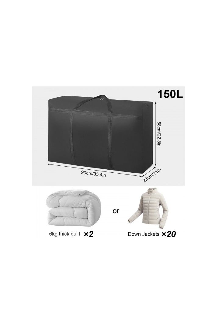 150L Extra Large Moving Storage Bag with Zippers and Handles, Waterproof Oxford Cloth Organizer for Clothes, Blankets, Travel, Relocation - Image 2
