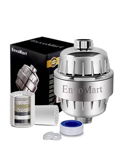 EnvoMart 15-Stage Shower Filter Single Cartridge with Anti Hair Fall Feature - Ideal for Hard Water, Chlorine, and Impurity Removal - Shower Head Filter with KDF and Calcium Sulphite Beans  - Image 1