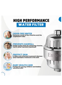 EnvoMart 15-Stage Shower Filter Single Cartridge with Anti Hair Fall Feature - Ideal for Hard Water, Chlorine, and Impurity Removal - Shower Head Filter with KDF and Calcium Sulphite Beans  - Image 4