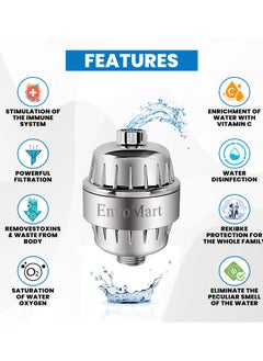 EnvoMart 15-Stage Shower Filter Single Cartridge with Anti Hair Fall Feature - Ideal for Hard Water, Chlorine, and Impurity Removal - Shower Head Filter with KDF and Calcium Sulphite Beans  - Image 2