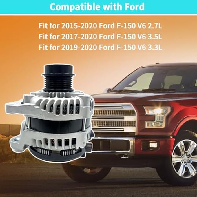 CHAOHAI 12V 225AMP Alternator Compatible With 2015-2020 Ford F-150 2.7L 3.3L 3.5L V6 Replace # 104210-6920 FL3Z-10300-FA FL3Z-10346-B FL3Z-10346-A - Image 3