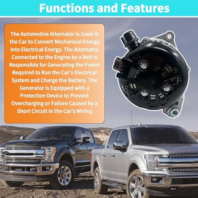 CHAOHAI 12V 225AMP Alternator Compatible With 2015-2020 Ford F-150 2.7L 3.3L 3.5L V6 Replace # 104210-6920 FL3Z-10300-FA FL3Z-10346-B FL3Z-10346-A - Image 5
