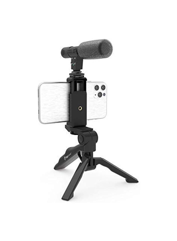 Digipower Vlogging"Like Me" LED Video Light + Microphone + Mobile Phone Holder + Hand Grip/Mini Tripod Compatible with Smartphones for TikTok, Youtube, Live Streaming and Meetings - Image 2