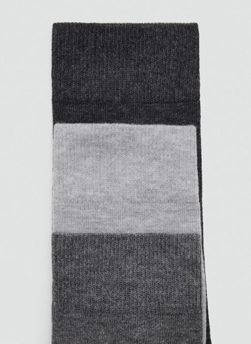 Mango Man 92-GRIS 3-Pack Long Cotton Socks for Men | Best Price UAE