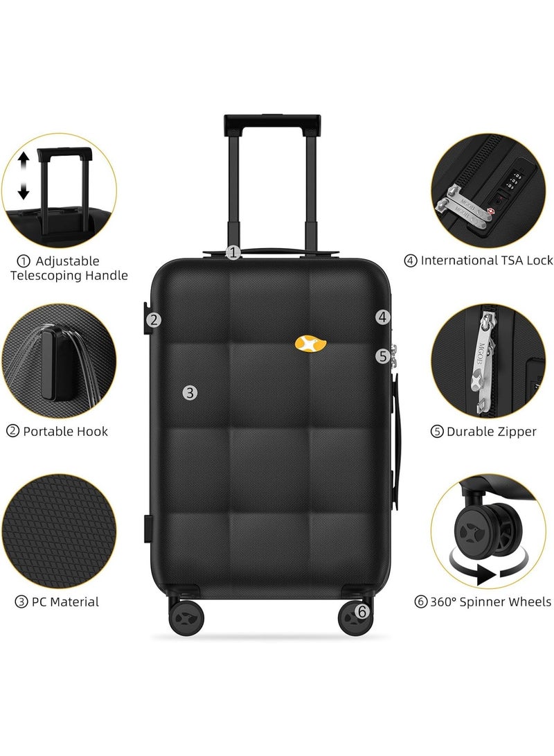 Travel Luggage Made of Premium PC, 24Inch Black Luggage Trolley Carry-On Travel Case, Expandable Hard Shell Luggage Case with TSA Lock Spinner Wheels, for Long Distance Travel by Airplane - Image 3