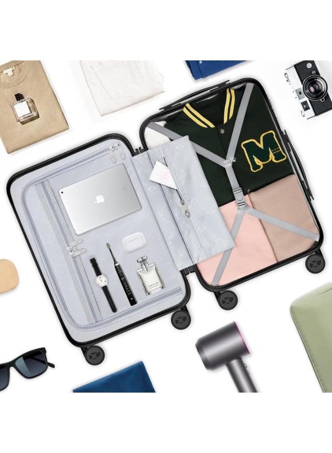 Travel Luggage Made of Premium PC, 24Inch Black Luggage Trolley Carry-On Travel Case, Expandable Hard Shell Luggage Case with TSA Lock Spinner Wheels, for Long Distance Travel by Airplane - Image 5