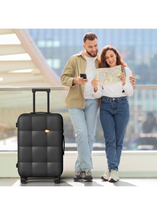 Travel Luggage Made of Premium PC, 24Inch Black Luggage Trolley Carry-On Travel Case, Expandable Hard Shell Luggage Case with TSA Lock Spinner Wheels, for Long Distance Travel by Airplane - Image 2