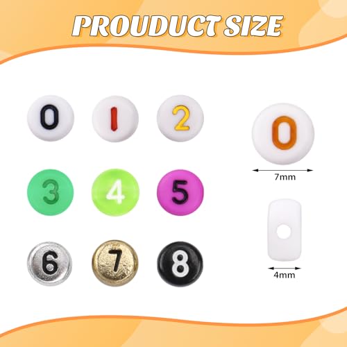 Blingfun 900pcs Number Beads for Bracelets，9 Colors 0-9 Number DIY Jewelry Making Bracelet Necklace Keychain Crafts Making 7x4mm - Image 4